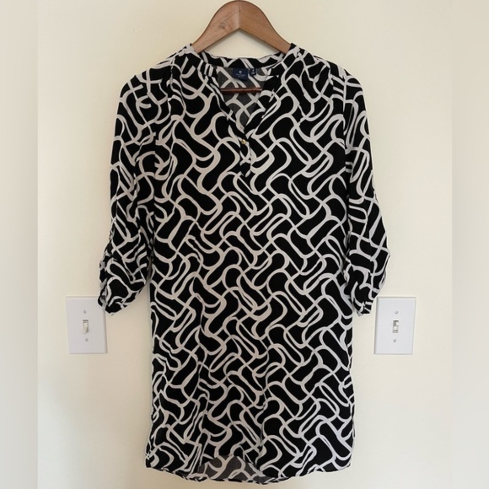 KAARI Blue Black‎ & White Above the knee dress/ cover-up Size 4